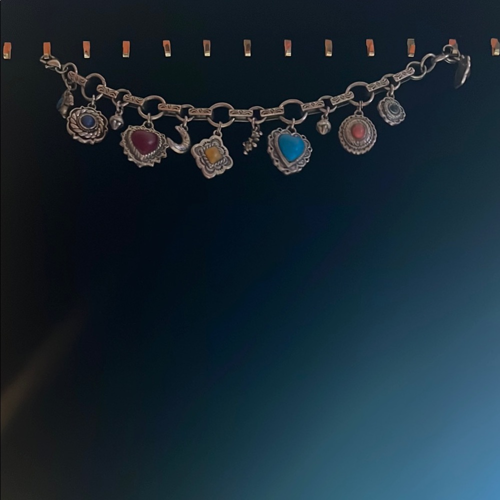 Brighton Silver and Red Charm Bracelet with Intricate Design